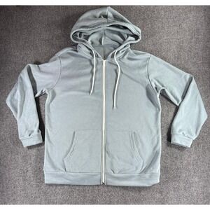Unbranded Mens XL Full Zip Hoodie Light Blue Gray Cotton Blend Sweatshirt